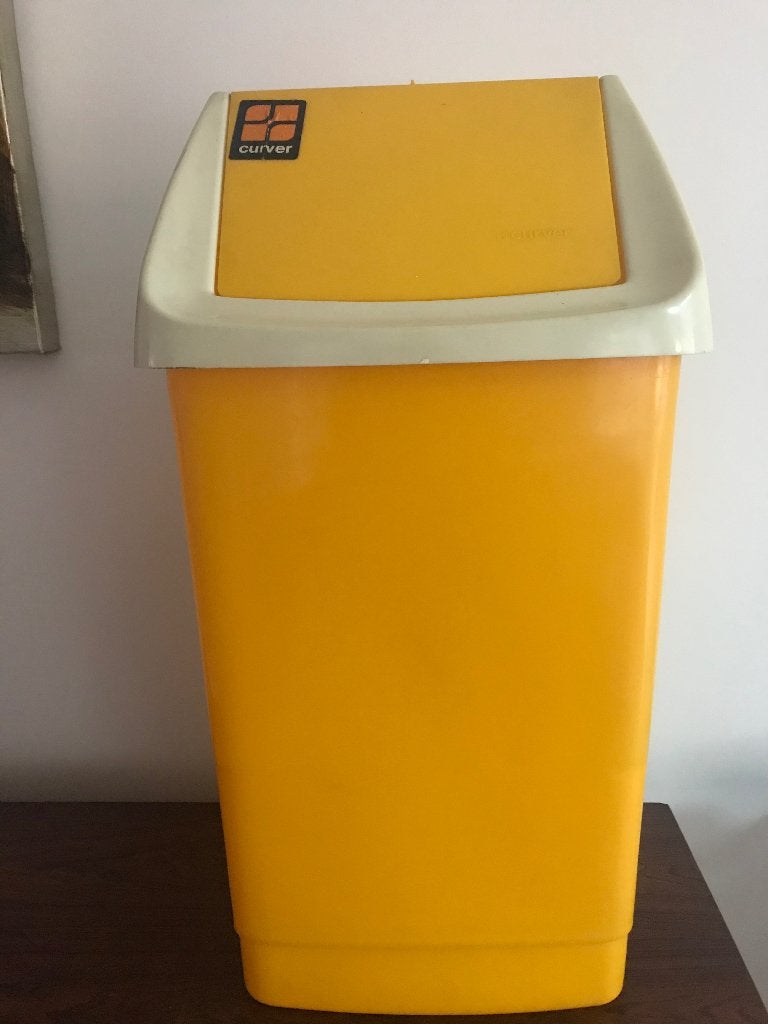Retro vintage curver vuilnisbak schommeldeksel geel, Ophalen of Verzenden, Huis en Inrichting