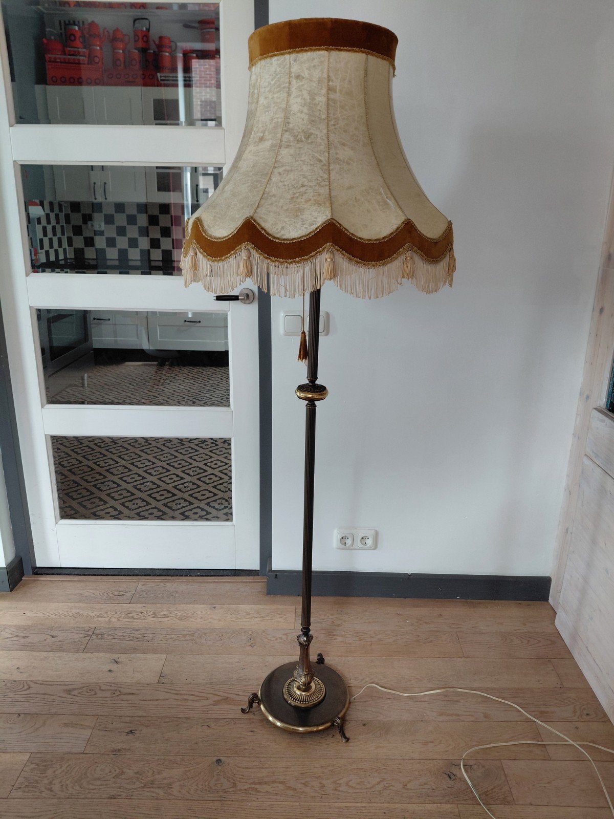 leuke vintage schemerlamp, Ophalen, Gebruikt, Schemerlamp, Vintage