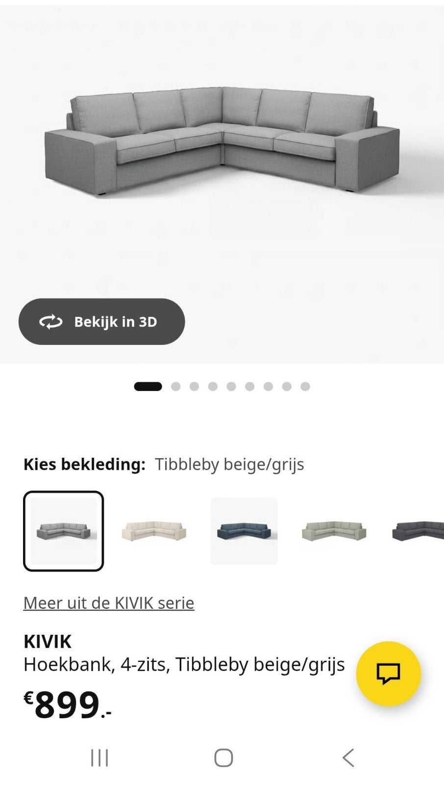 IKEA KIVIK Hoekbank 5-zits, Tibbleby beige/grijs, Ophalen, 250 tot 300 cm, Gebruikt, Modern, Scandinavisch