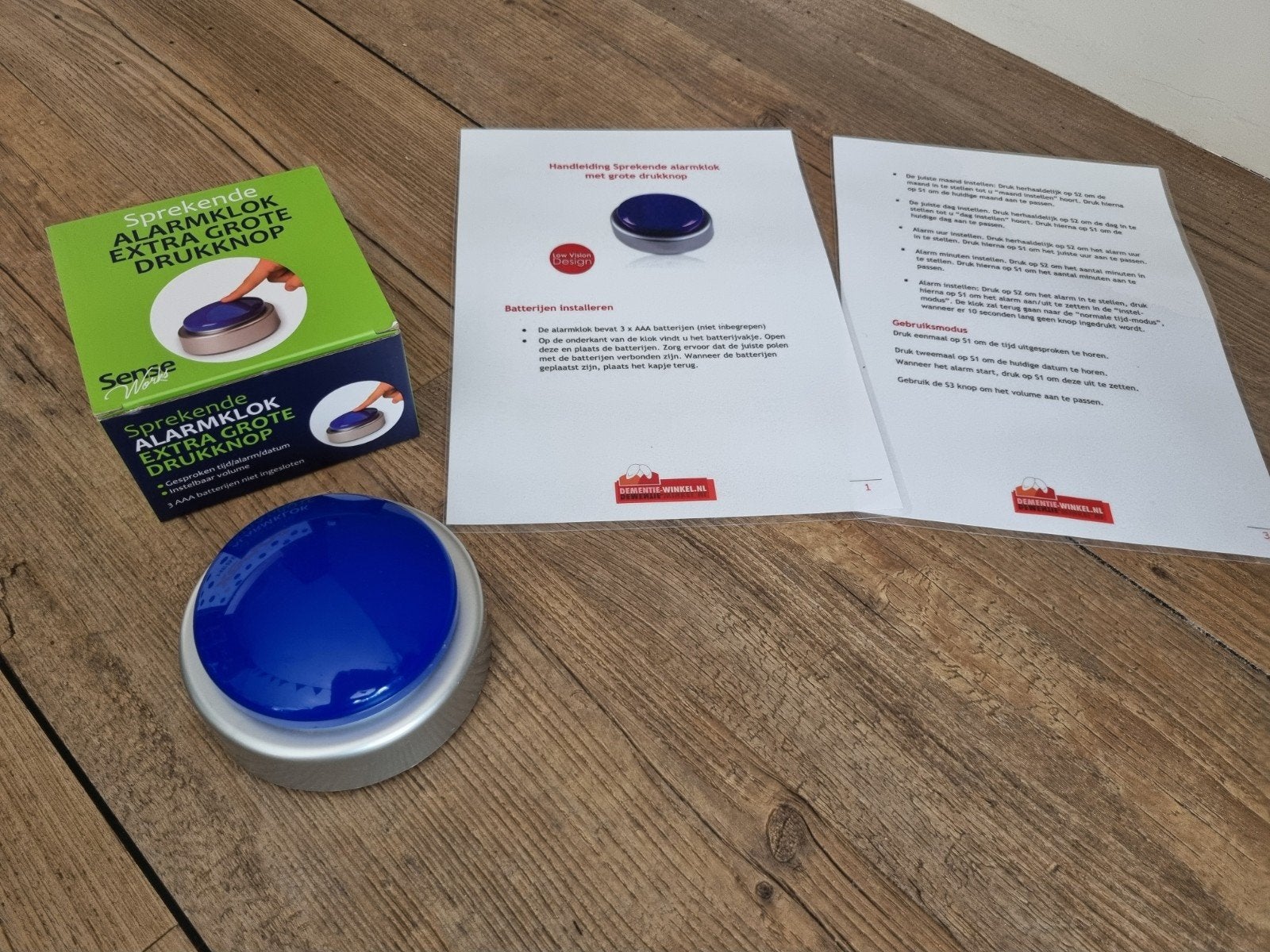 Sprekende alarmklok extra grote drukknop - SenseWorks, Ophalen of Verzenden, Zo goed als nieuw