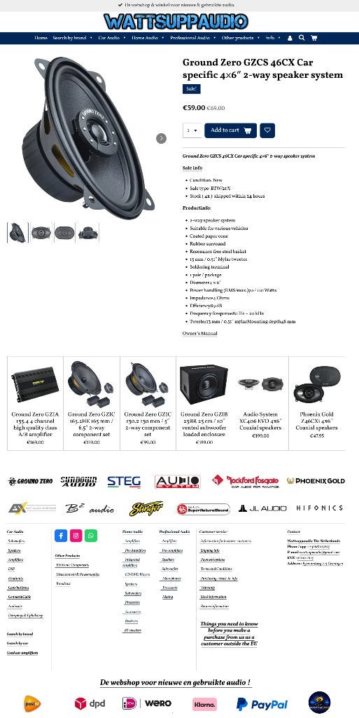 Ground Zero GZCS 46CX Car specific 46″ 2-way Speakers, Erlenweg 25, 85658 Egmating, Germany, Nieuw, https://www.ground-zero-audio.com/en/support-en/contact-page/
