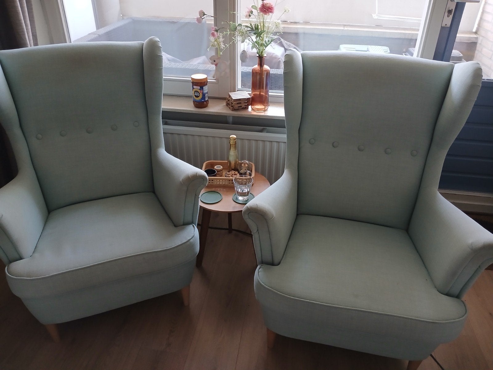 2 Ikea Strandmom fauteuils, Huis en Inrichting, Fauteuils, Ophalen, Gebruikt, 75 tot 100 cm, 50 tot 75 cm