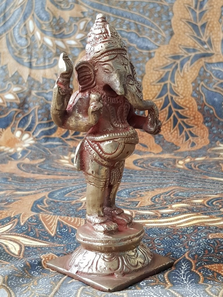 Mooi zwaar oud antiek brons beeldje uit India van Ganesha., India, Handgemaakt, Ophalen of Verzenden, Brons