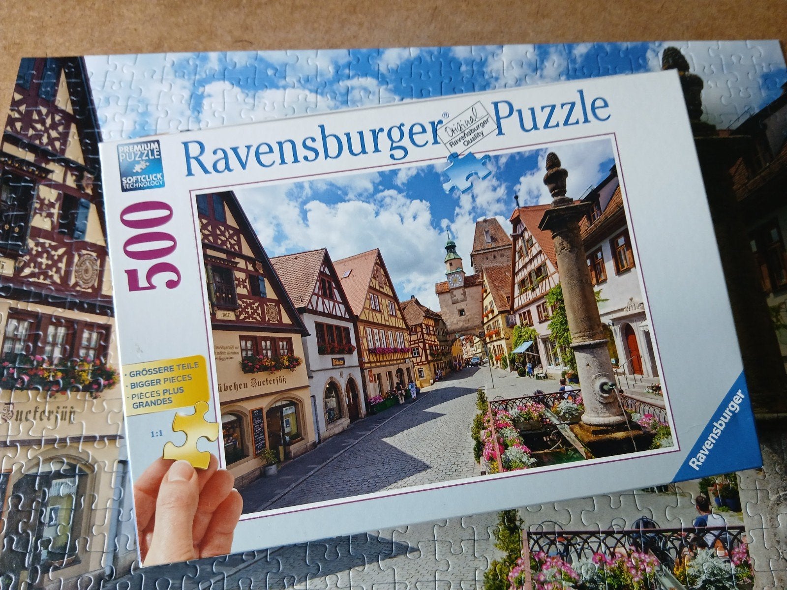Ravensburger Legpuzzel Rothenburg ob der Tauber 500 stukjes, Ophalen, 500 t/m 1500 stukjes, Zo goed als nieuw, Legpuzzel