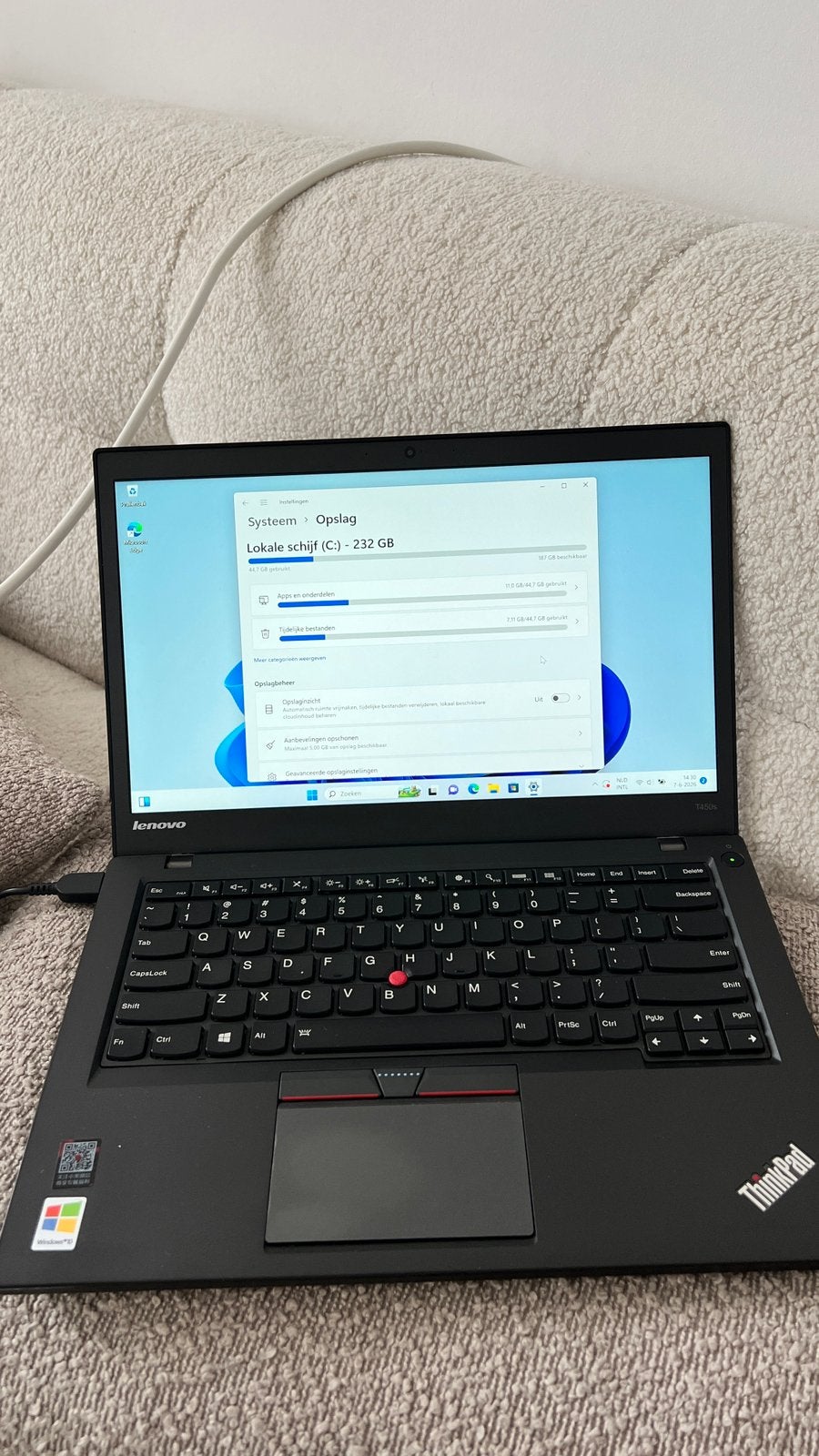 Lenovo ThinkPad T450s - Windows 11, 256GB SSD, 12GB RAM, Computers en Software, Windows Laptops, Ophalen, 2 tot 3 Ghz, Qwerty