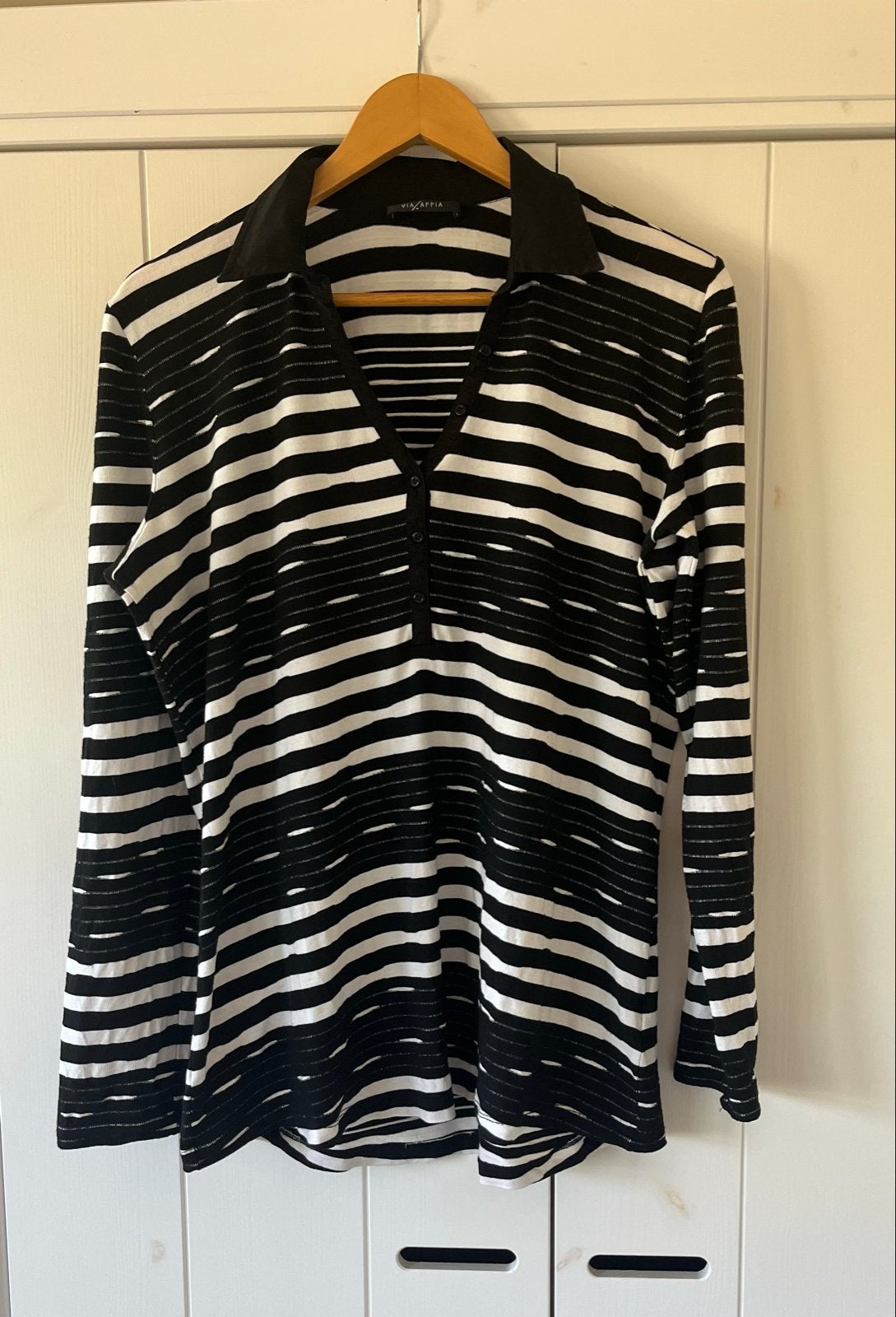 Via Appia gestreepte blouse met lange mouwen, Kleding | Dames, T-shirts, Zwart, Maat 46/48 (XL) of groter, Ophalen of Verzenden