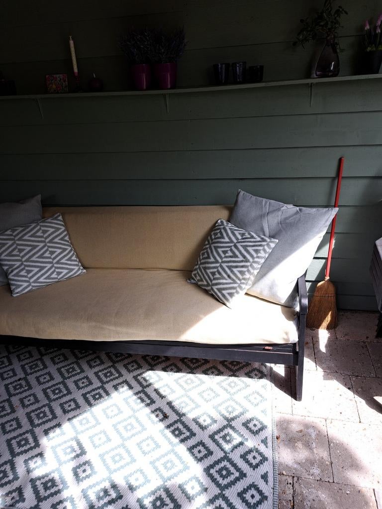 Retro slaapbank van ikea., Tuin en Terras, Tuinsets en Loungesets, Ophalen, 4 zitplaatsen, Gebruikt, Bank