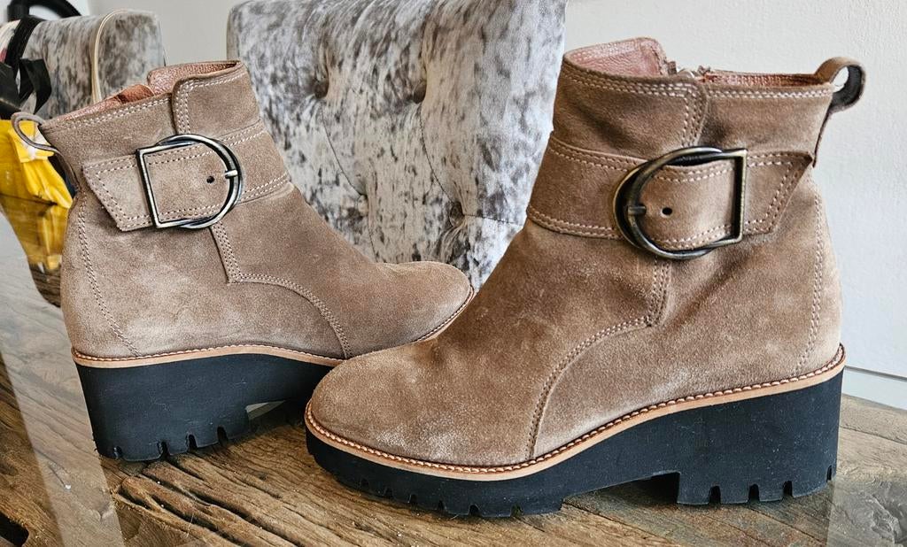 Paul green laarsjes enkel laarzen gesp suede maat 4 maat 37, Ophalen, Nieuw, Beige