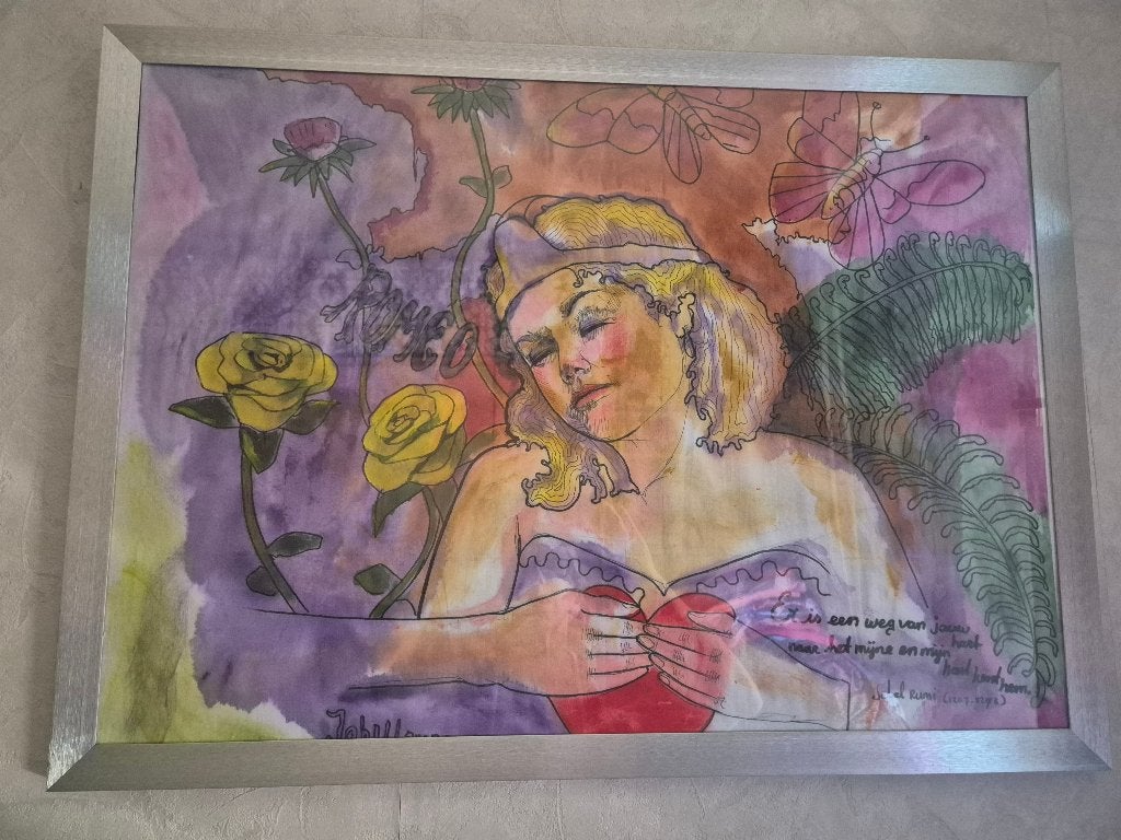 Schilderij tweeluik, Ophalen, Aquarel, Gesigneerd, Portret