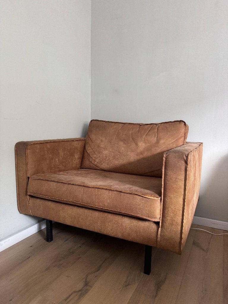 BePureHome Rodeo fauteuil cognac (leer), Huis en Inrichting, Ophalen, Gebruikt, 50 tot 75 cm, Leer