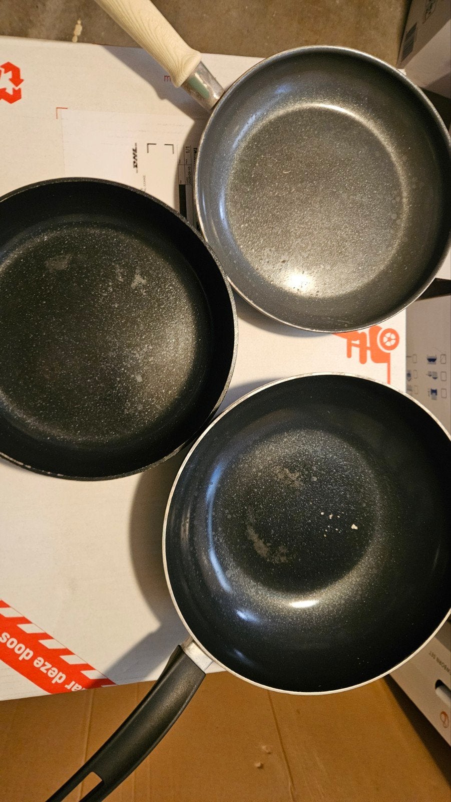 Set van 3 gebruikte koekenpannen, Ophalen, Gebruikt, Aluminium, Koekenpan