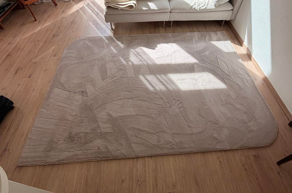 Vloerkleed Lagos Flow grijsbeige 160x230 cm (Karwei), Ophalen, 150 tot 200 cm, 200 cm of meer, Zo goed als nieuw