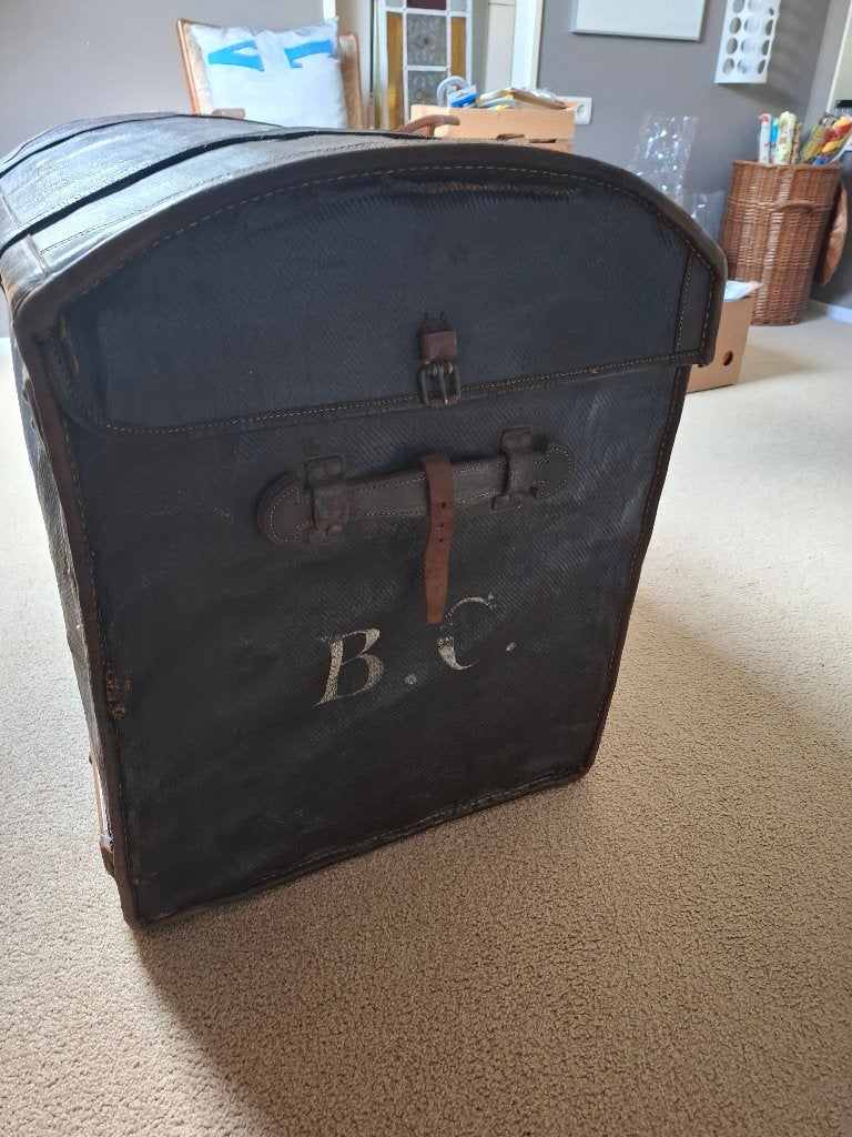 Antieke Leren Koffer met Initialen B.C. - Vintage Reiskoffer, Ophalen