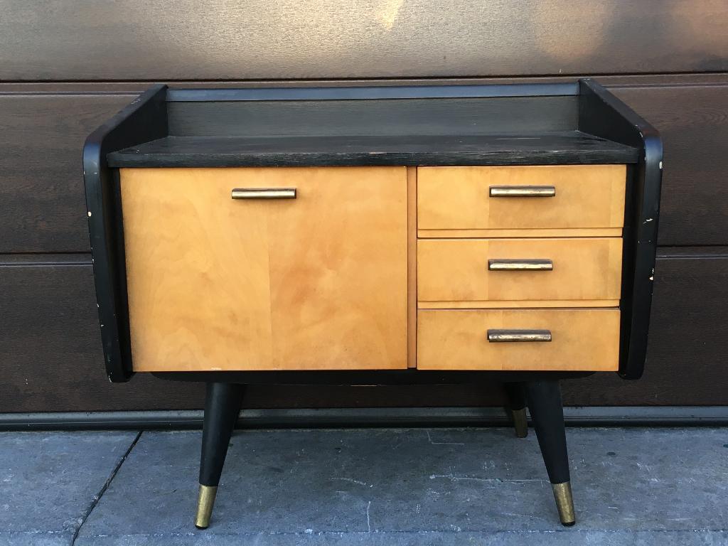 Retro / vintage bijzet kastje / ladekastje, Ophalen, Gebruikt, 50 tot 100 cm, 3 of 4 laden