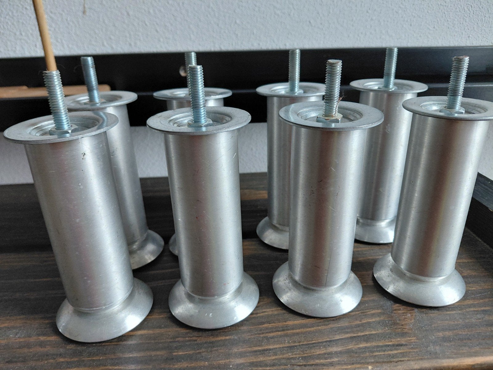 8x Poten 12 cm - Aluminium meubelpoten, Ophalen of Verzenden, Gebruikt