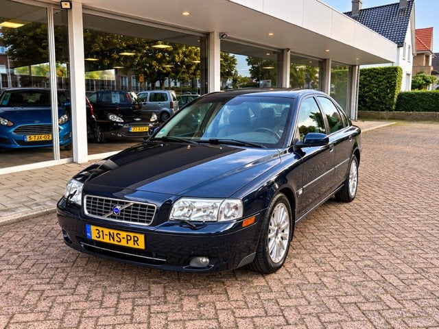 Volvo S80 2.4 Elite//Volvo onderhouden, Auto's, Dealer onderhouden, Zwart, Blauw, Leder en Stof