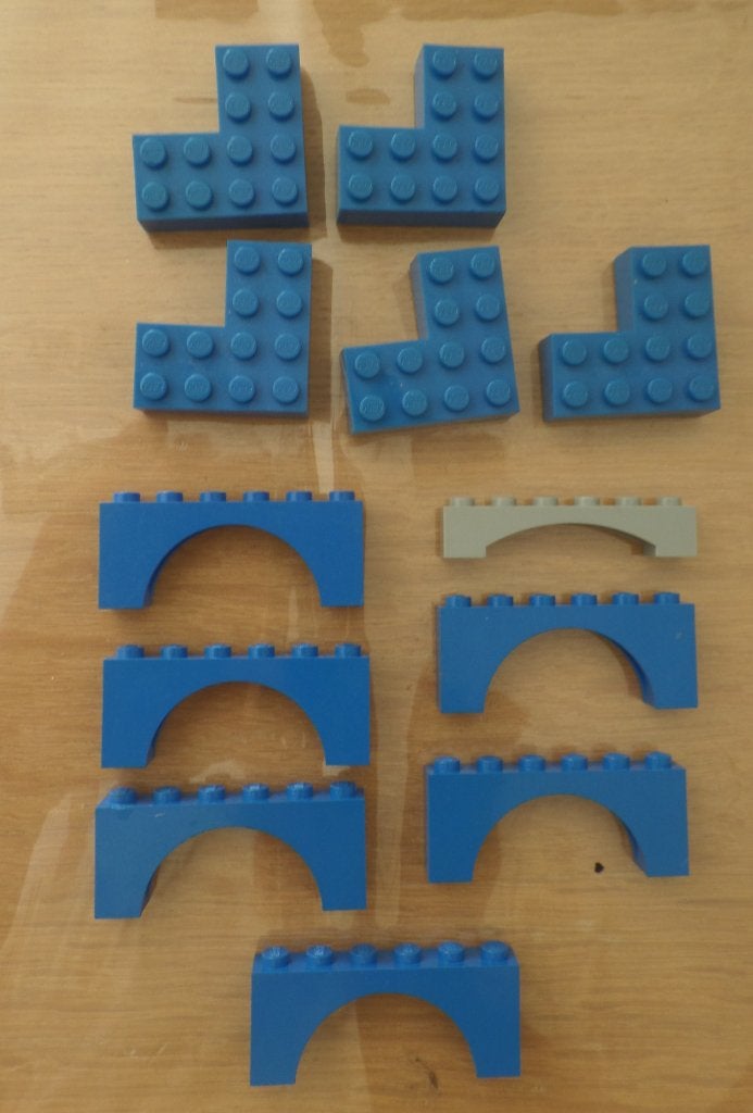Vintage Lego Boog stenen en hoeken Blauw, Ophalen of Verzenden, Gebruikt, Losse stenen