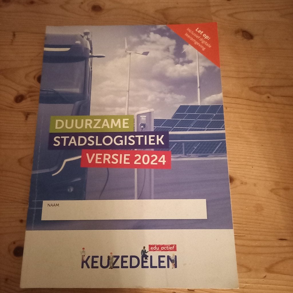 Duurzame Stadslogistiek Versie 2024 – Keuzedeel MBO – Boom, Ophalen of Verzenden, Beta, Zo goed als nieuw, MBO