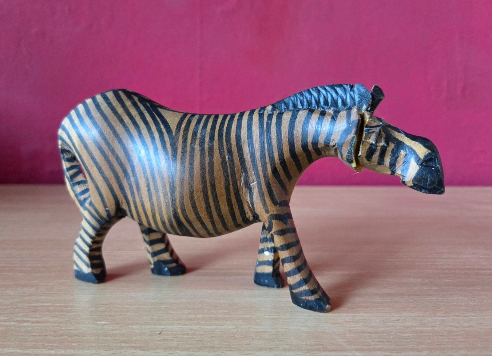 Houten beeld zebra, Houtsnijwerk, Ophalen of Verzenden, Hout, Bruin