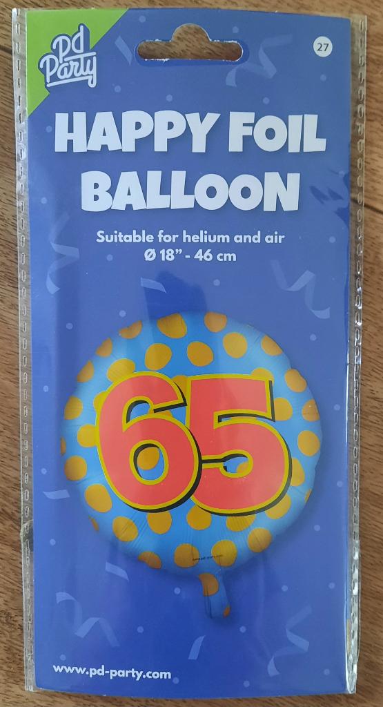 Ballon / Slingers / Raambord enz. - 65 jaar - (Nieuw)  Feest, Ophalen of Verzenden, Nieuw, Versiering, Verjaardag