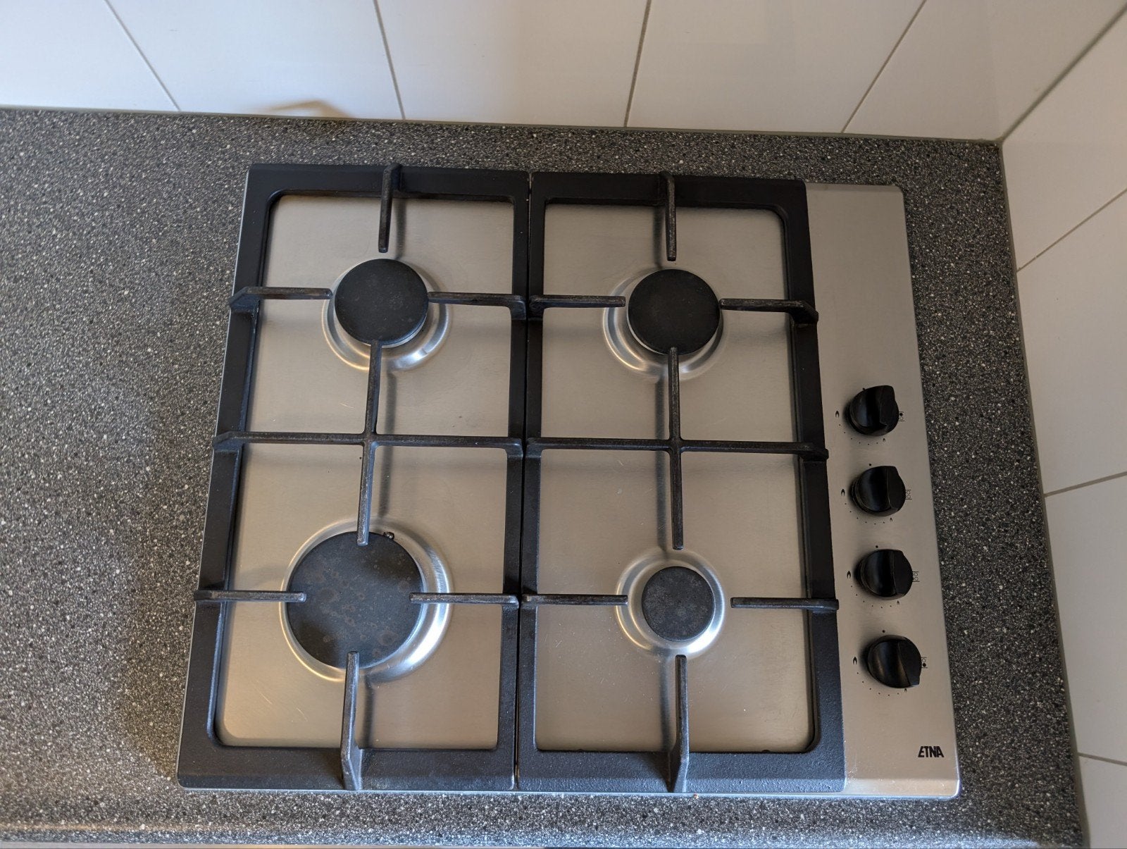 ETNA Inbouw Gasstel 4 Pitten -Zilver/Zwart - Elektrisch, Witgoed en Apparatuur, Ophalen, Gebruikt, 4 kookzones, Inbouw