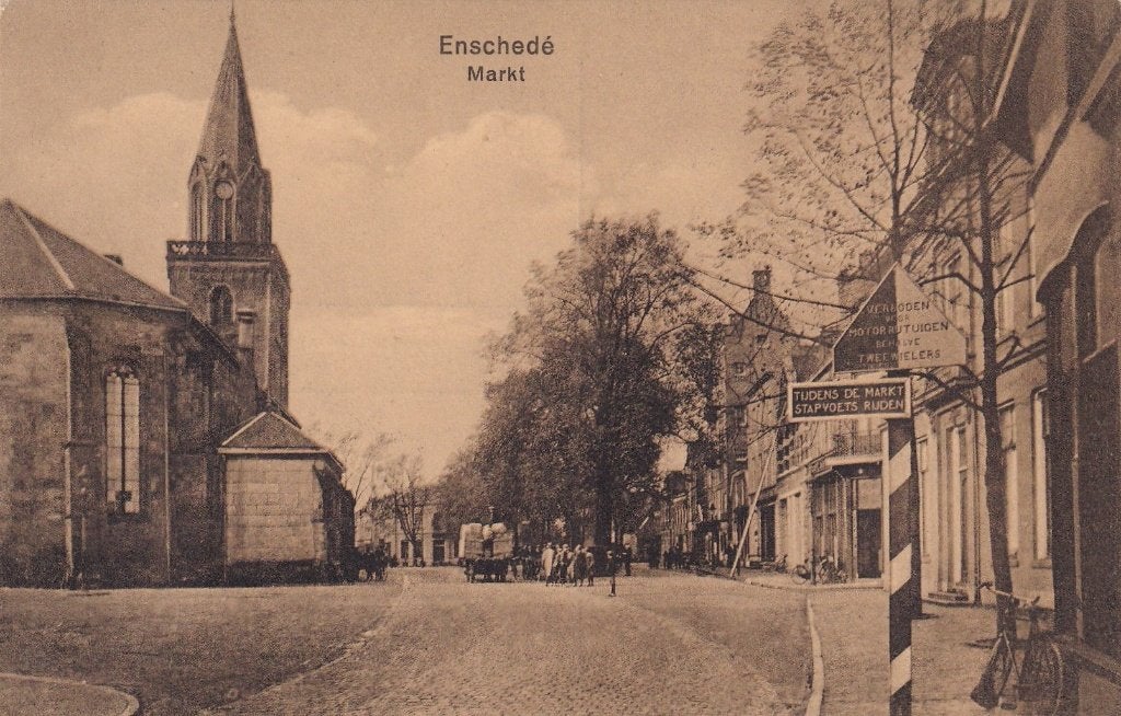 Enschede, Markt., Verzenden, 1920 tot 1940, Ongelopen, Overijssel