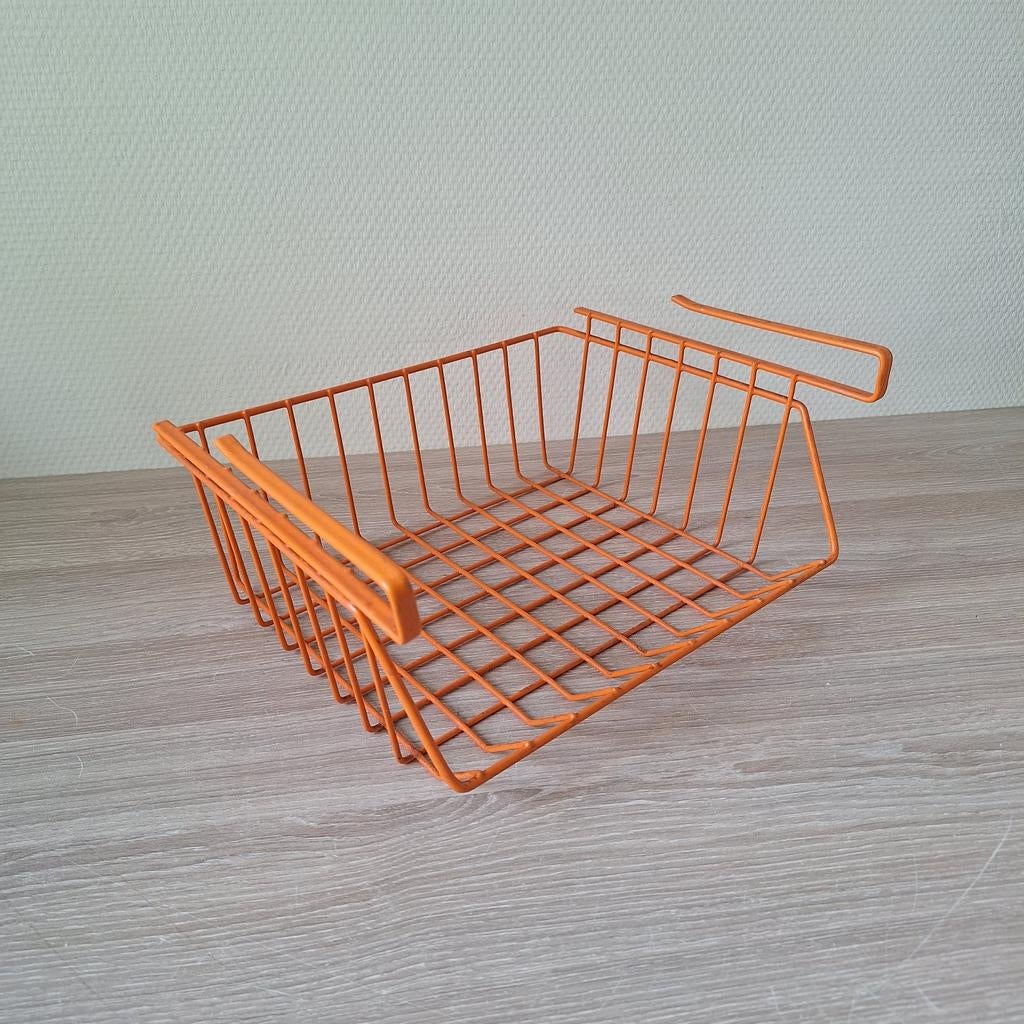 Vintage preloved oranje barbertje/draadmand/plank mand, Huis en Inrichting, Ophalen of Verzenden, Zo goed als nieuw, Rechthoekig