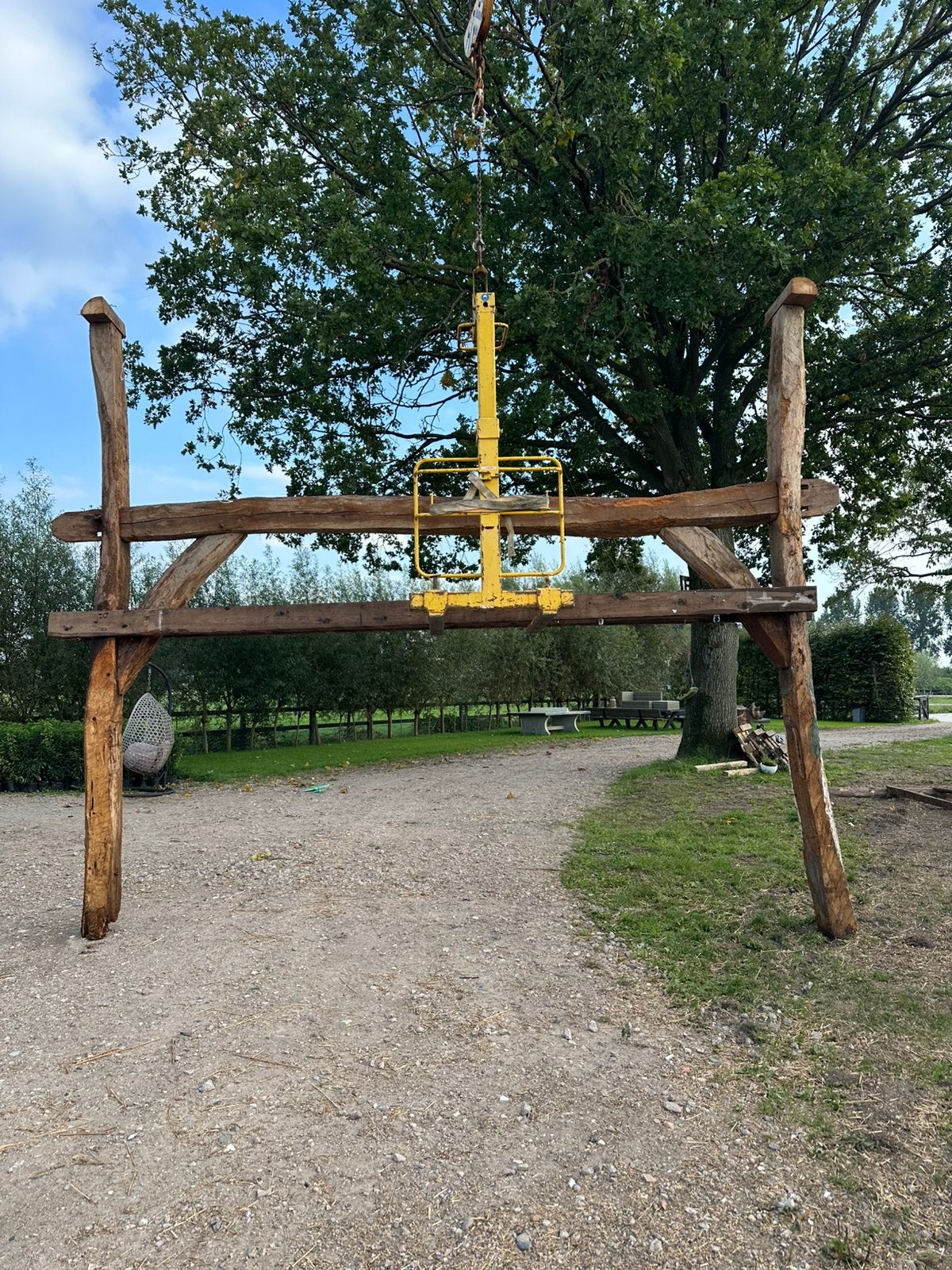 2 houten gebinten, Doe-het-zelf en Verbouw, Ophalen, Gebruikt, Balk, Overige houtsoorten