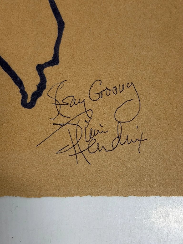 Jimi Hendrix Signed Artwork 1960's Dwight Russ, Ophalen of Verzenden, Gebruikt, Poster, Artwork of Schilderij, Gesigneerd
