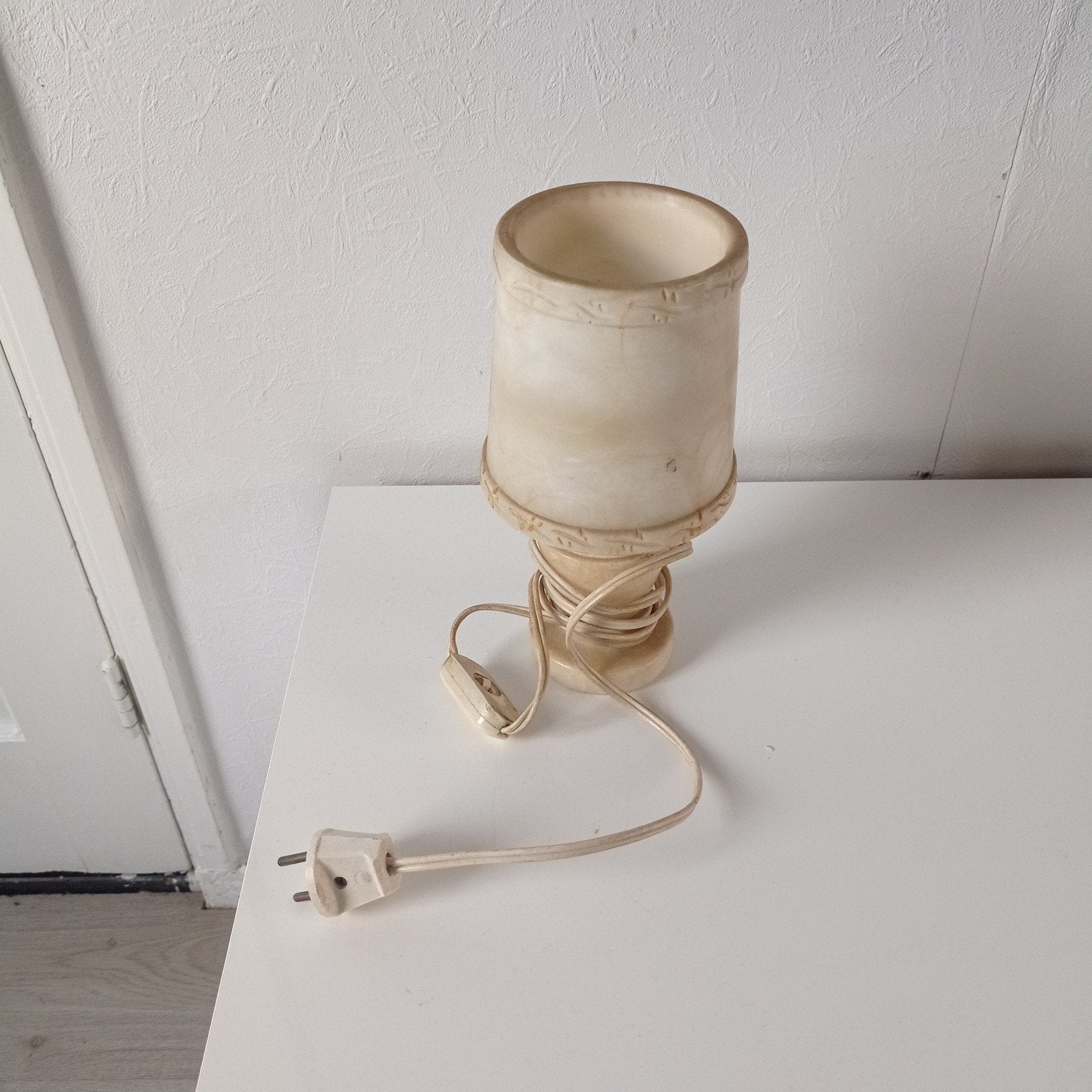 Vintage marmer tafel lamp hoogte 24 cm, Ophalen of Verzenden, Vintage
