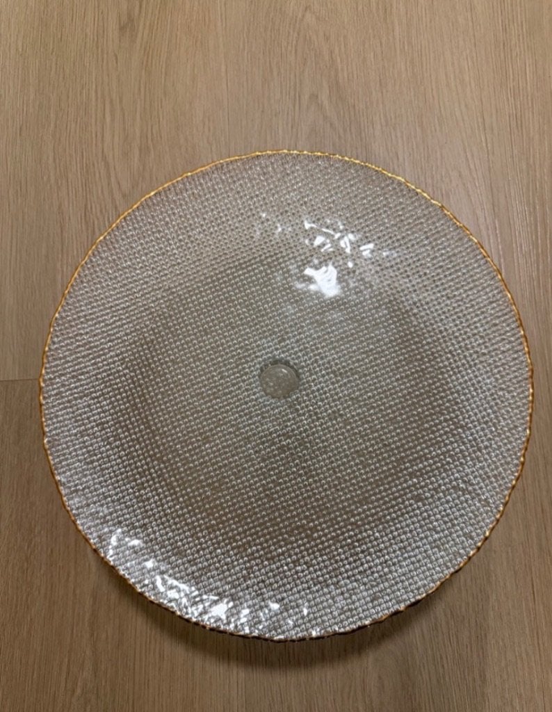 ZARA HOME serving dish in textured glass with gold trim, Ophalen, Glas of Glazen, Nieuw, Glas