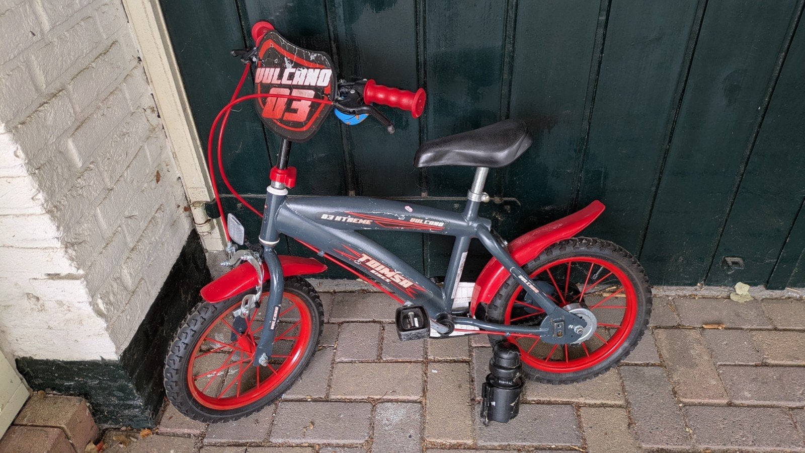 Gratis kinderfiets  - Grijs/Rood, Ophalen, Terugtraprem, Vulcano, 16 tot 20 inch