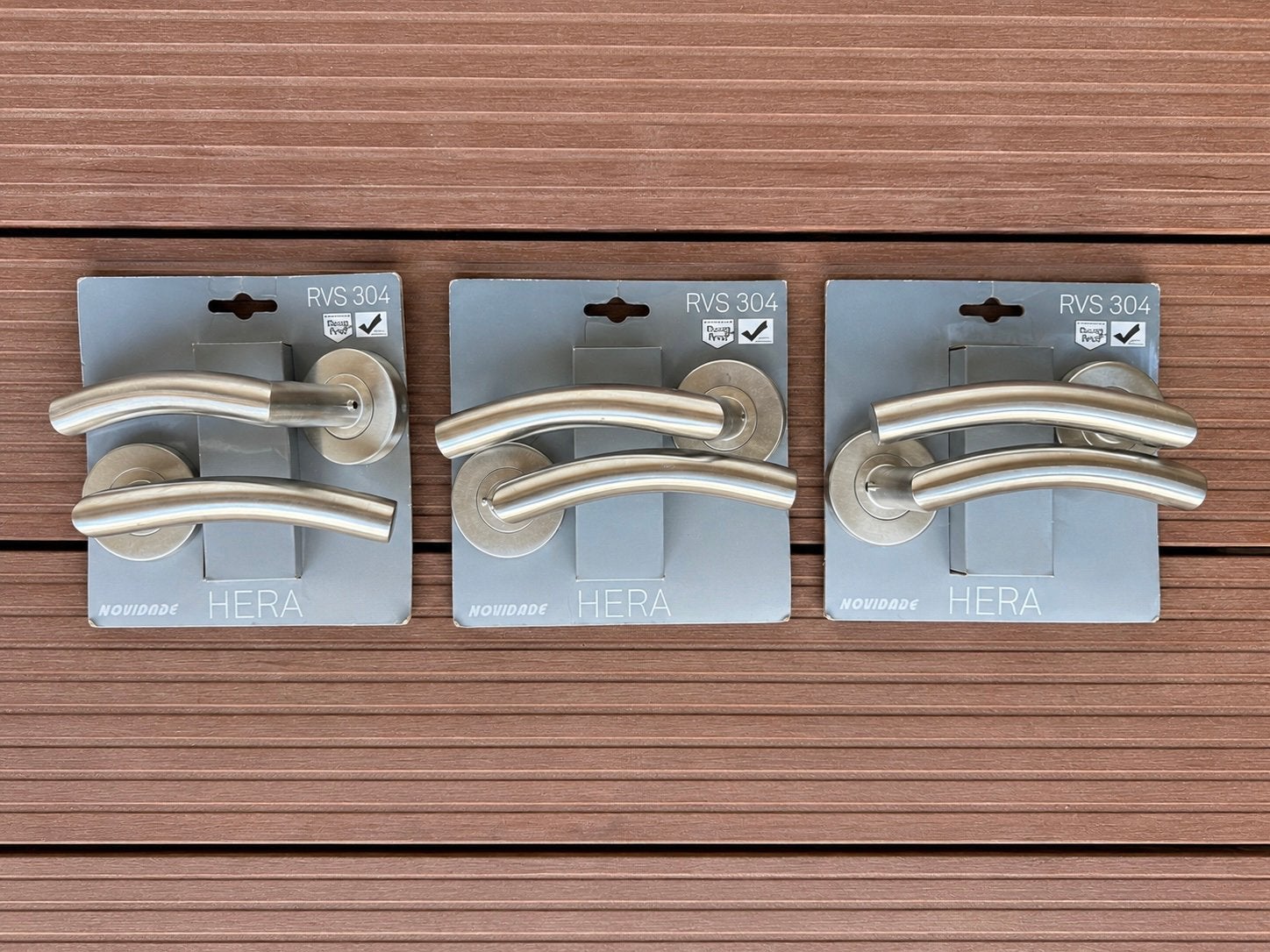 3x Novidade HERA deurkrukset RVS 304 – nieuw (Trento, Roma), Ophalen of Verzenden, Nieuw, Rvs, Klink of Kruk