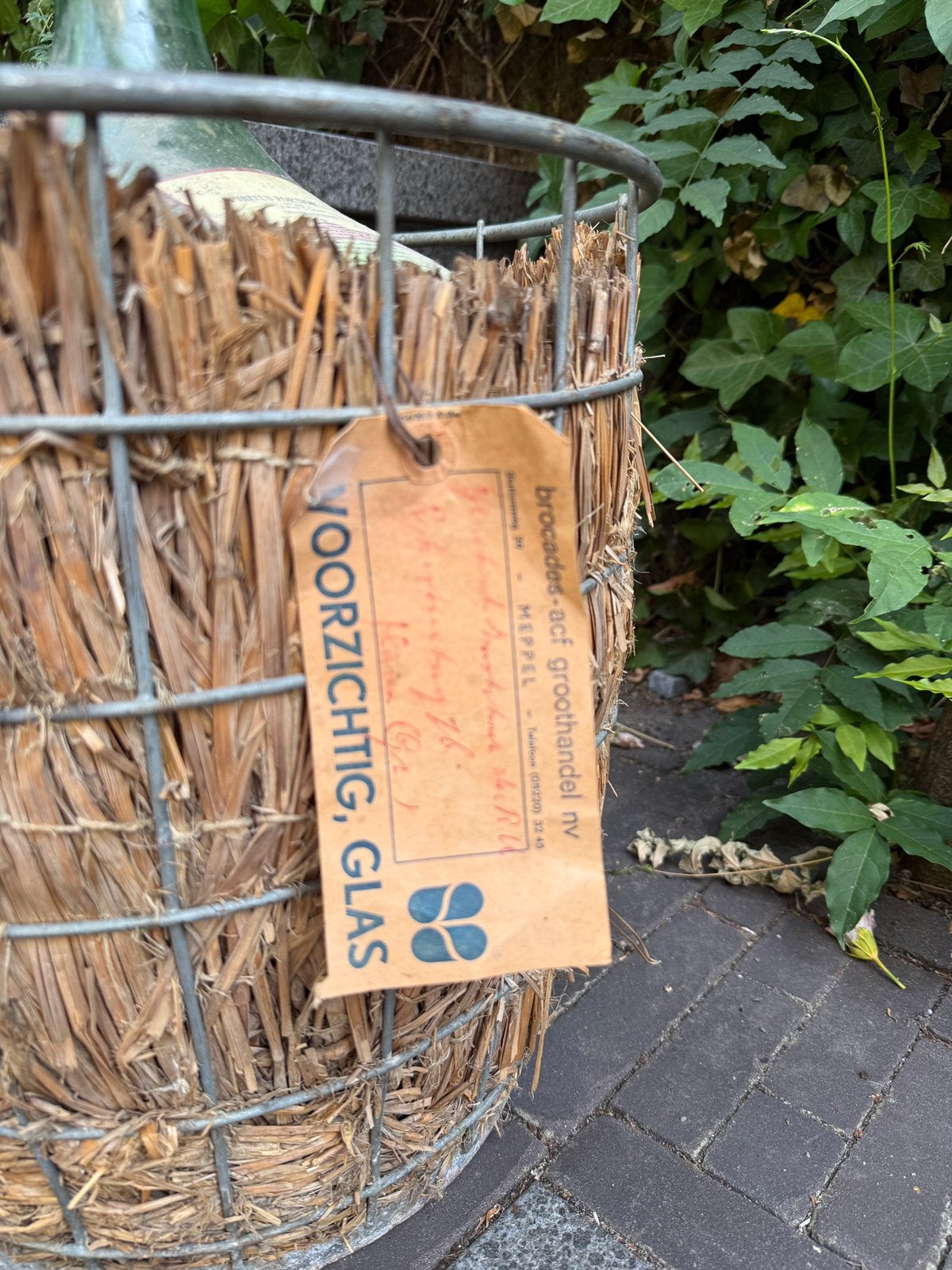Originele 25 liter apothekersfles in draadmand, Minder dan 75 liter, Ophalen of Verzenden, Gebruikt, Overige materialen