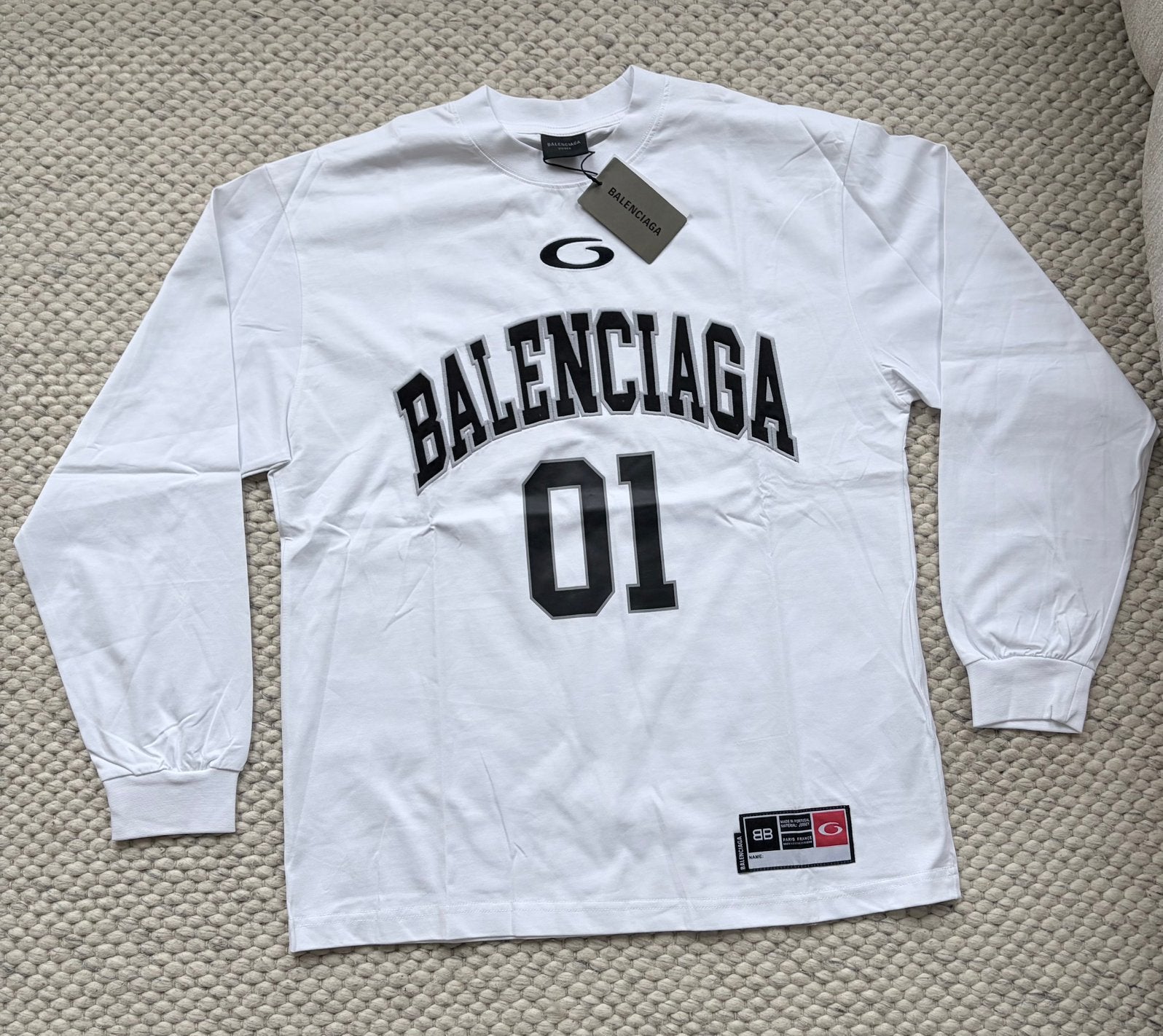 Balenciaga longsleeve, Kleding | Heren, T-shirts, Ophalen of Verzenden, Zo goed als nieuw, Wit