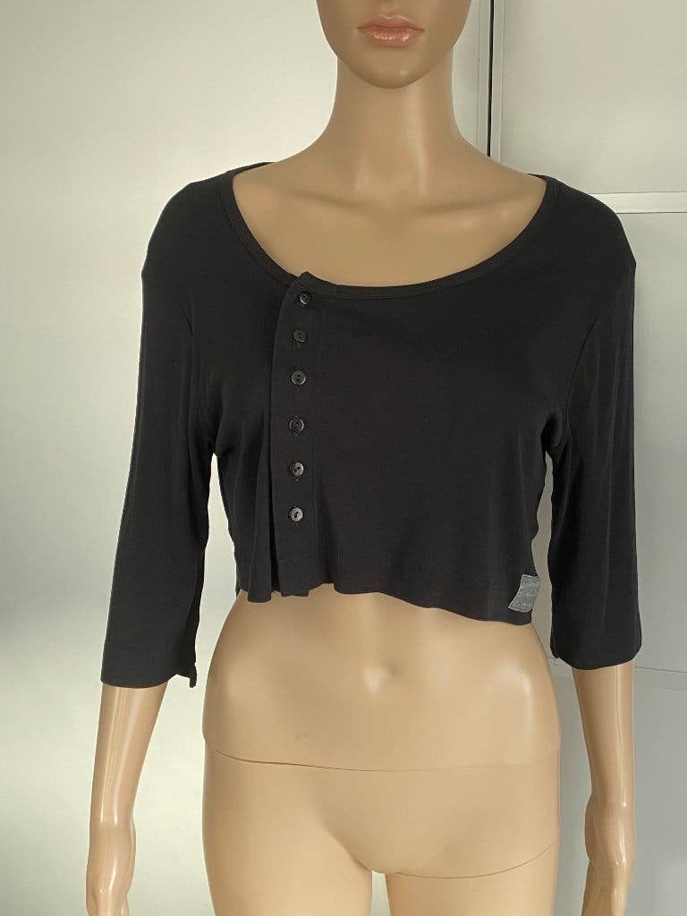K255 Copine maat 40=M asymmetrisch kort vestje bolero vest, Maat 38/40 (M), Zwart, Ophalen of Verzenden, Zo goed als nieuw