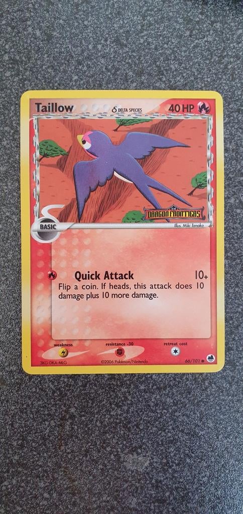 Taillow 66/101 ex dragon frontiers holo pokemon kaart, Ophalen of Verzenden, Zo goed als nieuw