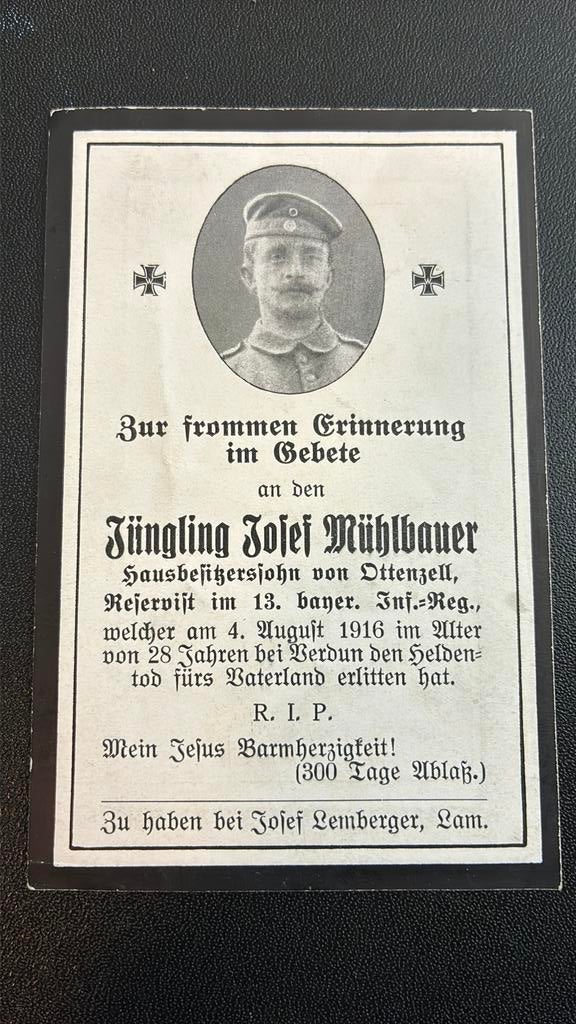 Wo1 ww1 bidprentje IR13 bij Verdun te ruil/ te koop, Verzamelen, Militaria | Algemeen, Verzenden, Landmacht, Duitsland, Foto of Poster