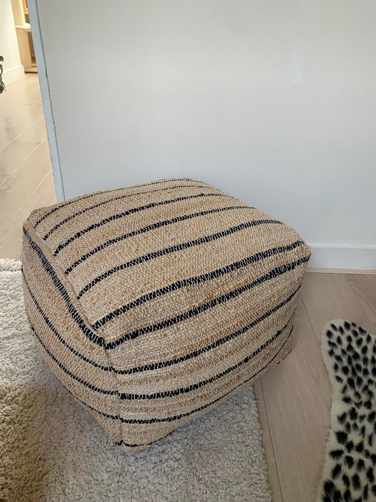 Nous Living Jute Poef - Stijlvol en Comfortabel, Overige materialen, Vierkant, Minder dan 50 cm, Ophalen of Verzenden