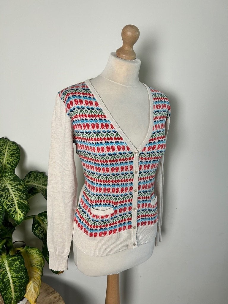 King Louie maat L lief fruit cardigan vestje 3488, Wit, Maat 42/44 (L), Ophalen of Verzenden, Zo goed als nieuw