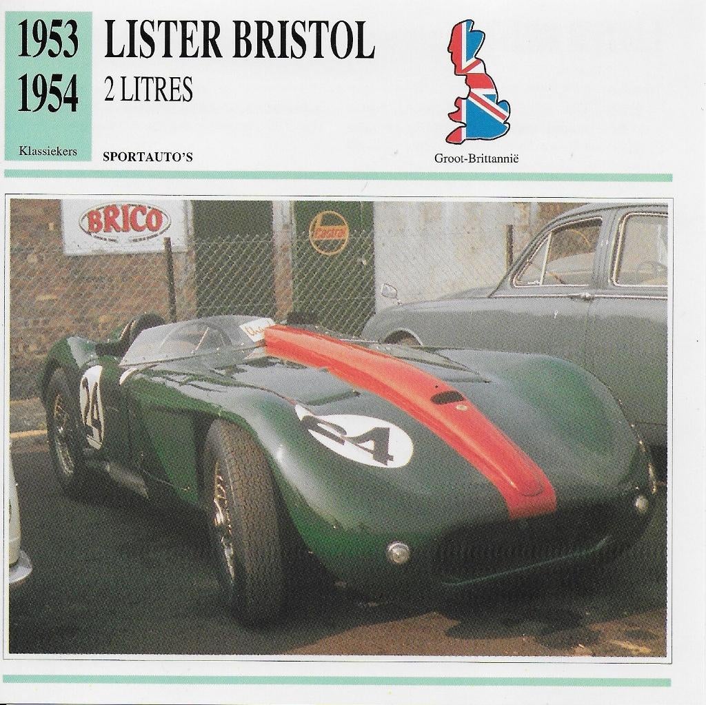 Ma002 autokaart lister bristol 2 litres ( 1953 - 1954), Ophalen of Verzenden, Zo goed als nieuw, Auto's
