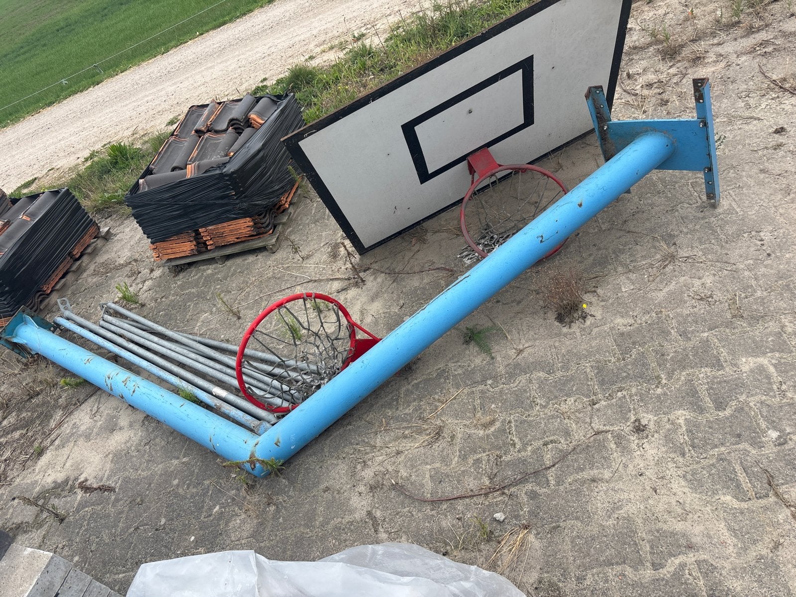 Basketbalnetten en standaard, Ophalen, Gebruikt, Ring, Bord of Paal