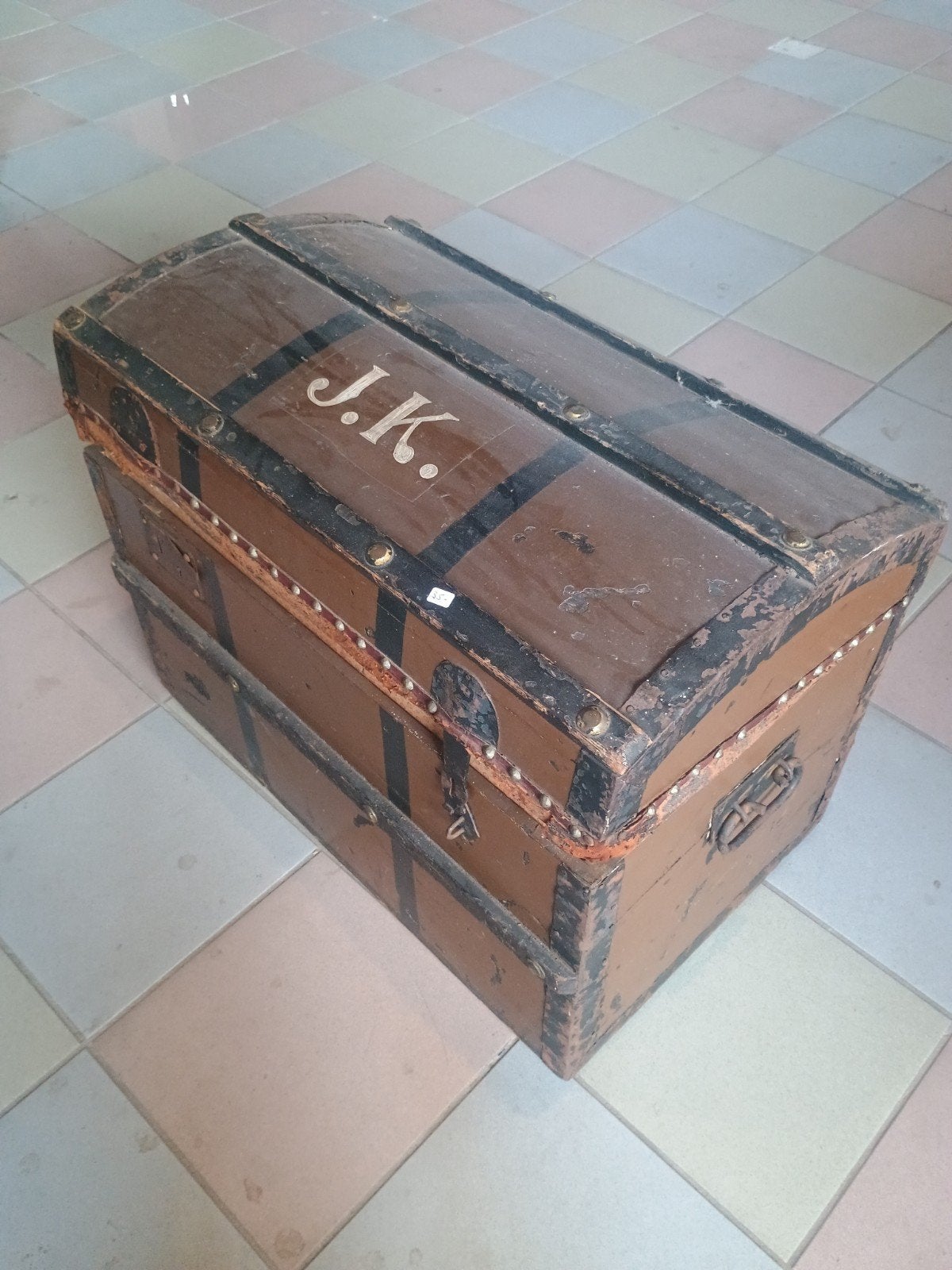 antiek trunk beetje beschadigd €35, Ophalen of Verzenden, Gebruikt, Minder dan 50 cm