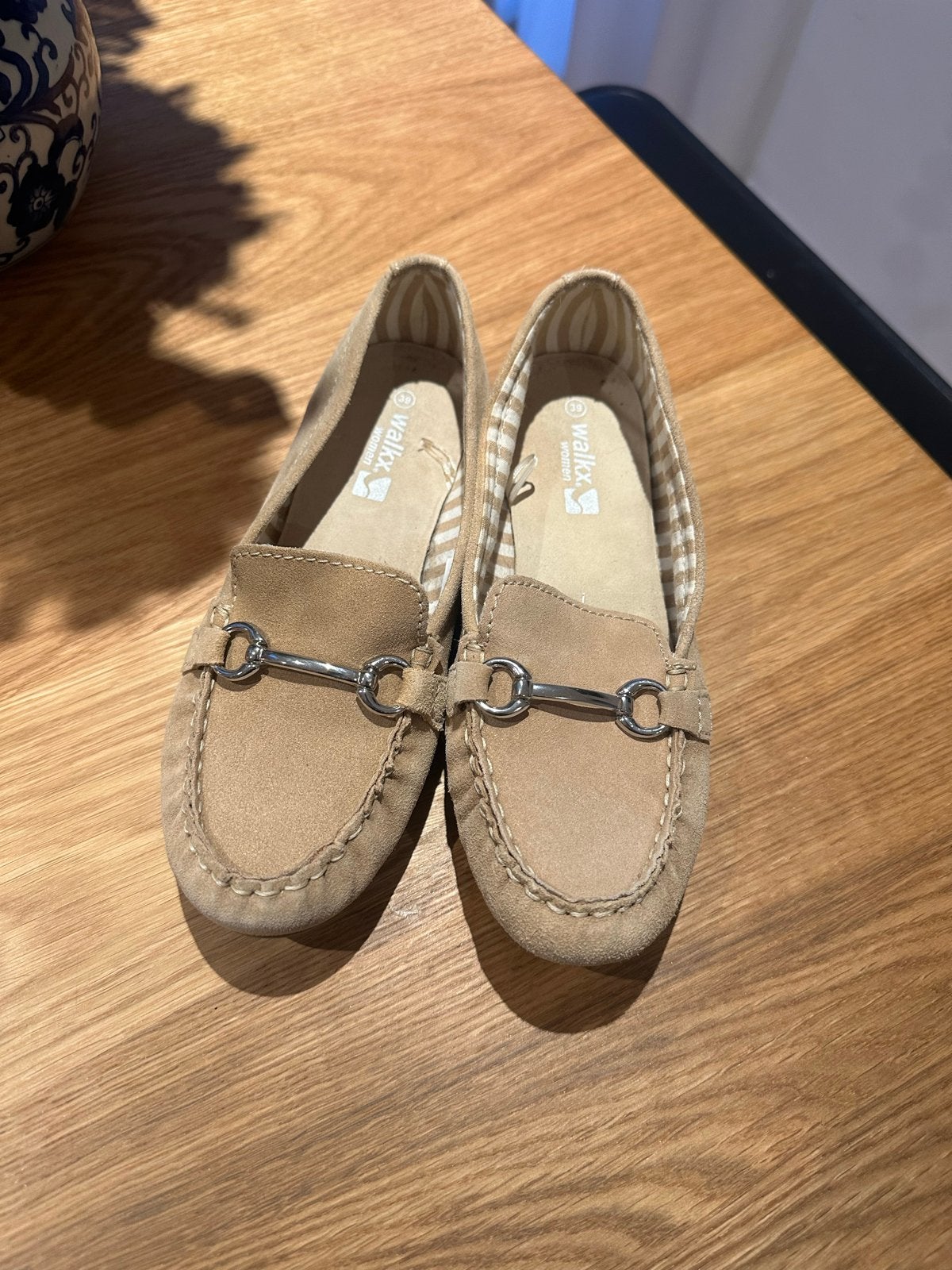Walkx Beige Suède Loafers - Maat 39, Ophalen of Verzenden, Gedragen, Beige, Instappers