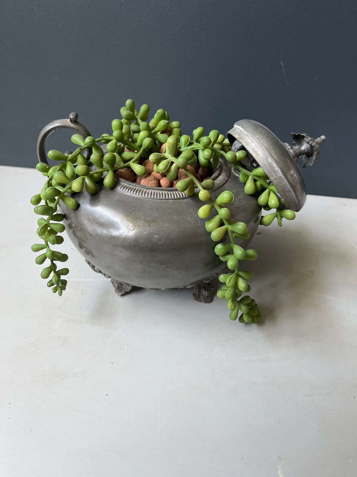 Antieke tinnen theepot van Atkin Brothers Sheffield, Ophalen of Verzenden