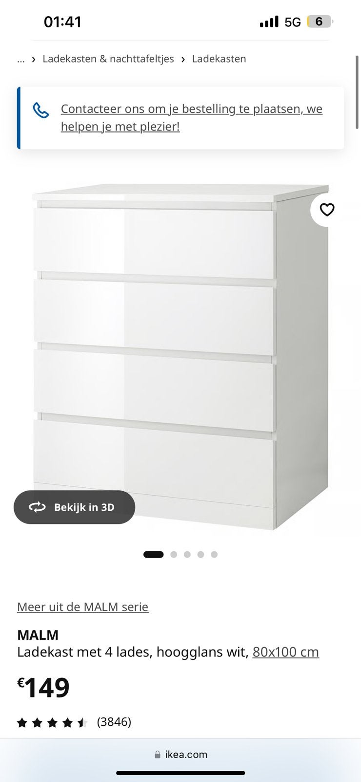 Malm ladekast 4 nieuw in doos, Ophalen, Zo goed als nieuw