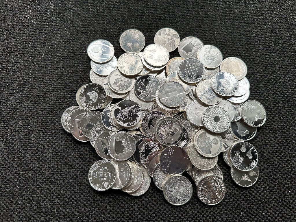 Nederland, 100x grote zilveren 5 Euro's., Ophalen of Verzenden, Overige landen, 5 euro, Zilver
