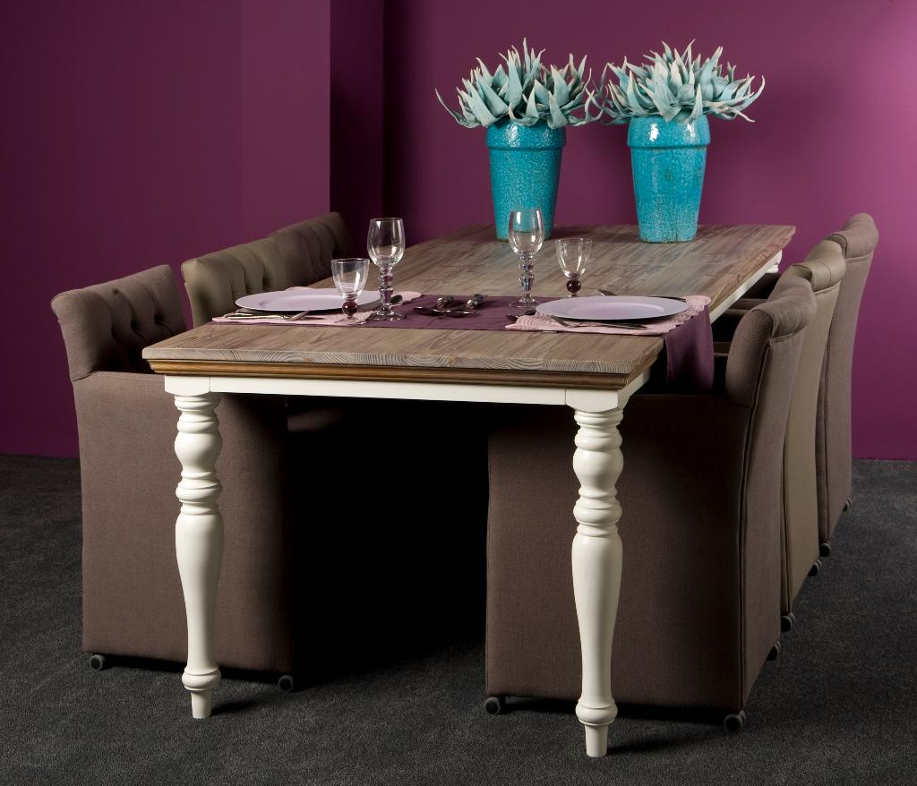 *ACTIE* Landelijke Eettafel Eetkamertafel Tafel Fleur (14), Landelijke tafel eettafel eetkamertafel bolpoot of rechte poot, Rechthoekig