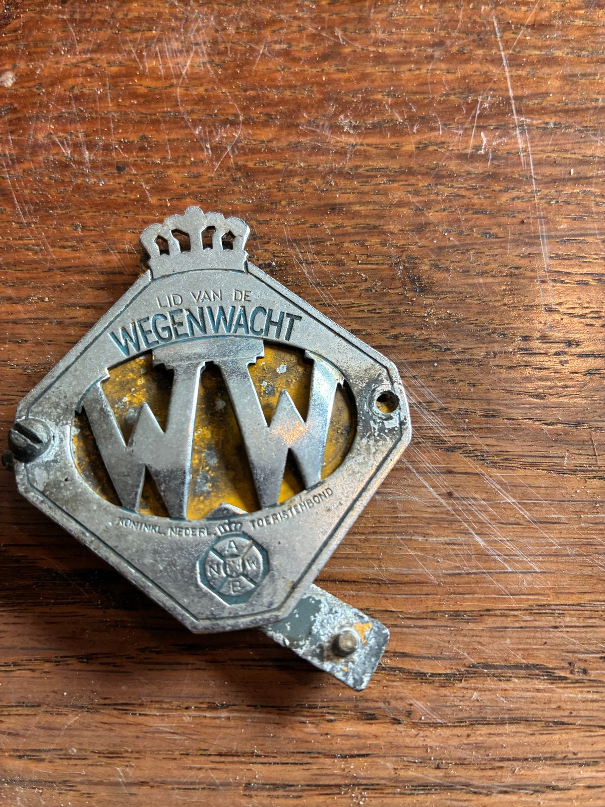 Vintage ANWB Wegenwacht Auto Badge - Lidmaatschap, Ophalen of Verzenden, Gebruikt, Auto's