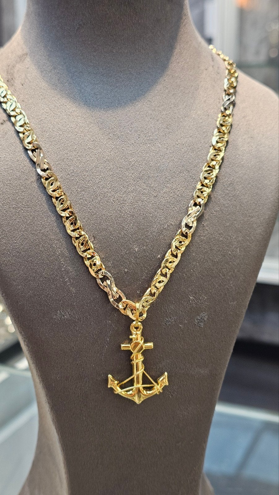 Prachtige 18k gouden Rolex ketting met anker hanger, Ophalen of Verzenden, Zo goed als nieuw, Goud, Goud